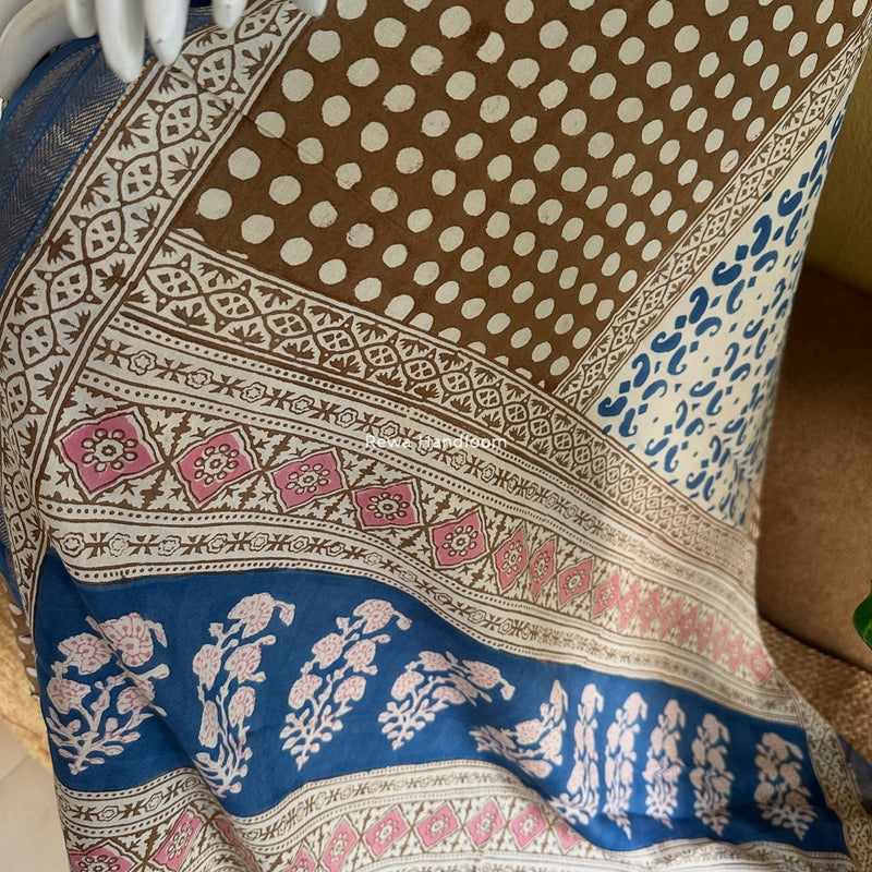White-Brown Indigo Bagh Print Suit BCI053