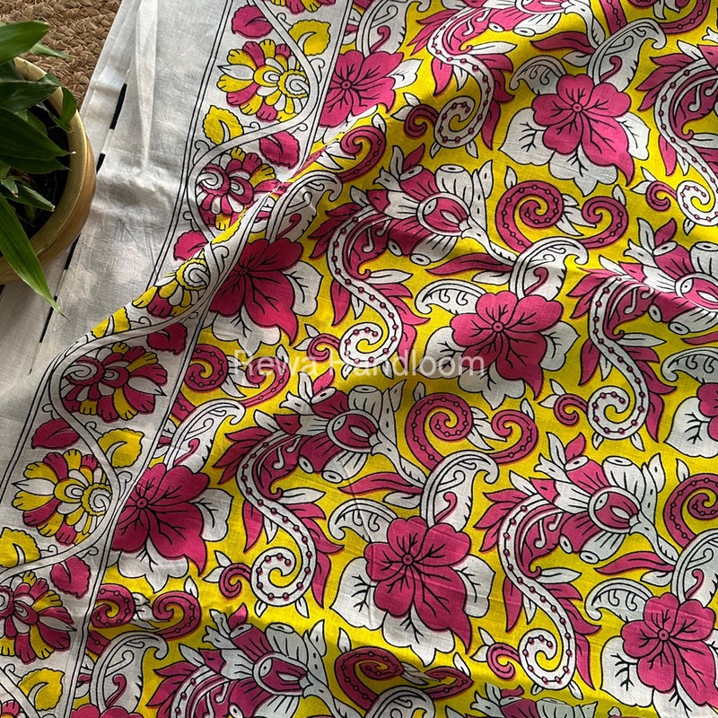 White Cotton Printed Saree CS029