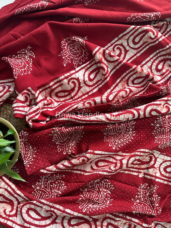 Maroon Cotton Printed Saree CS028