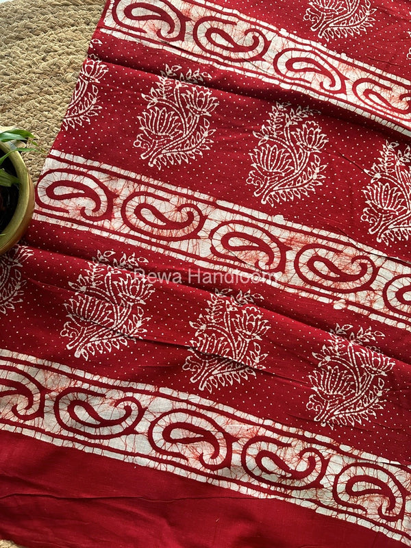 Maroon Cotton Printed Saree CS028