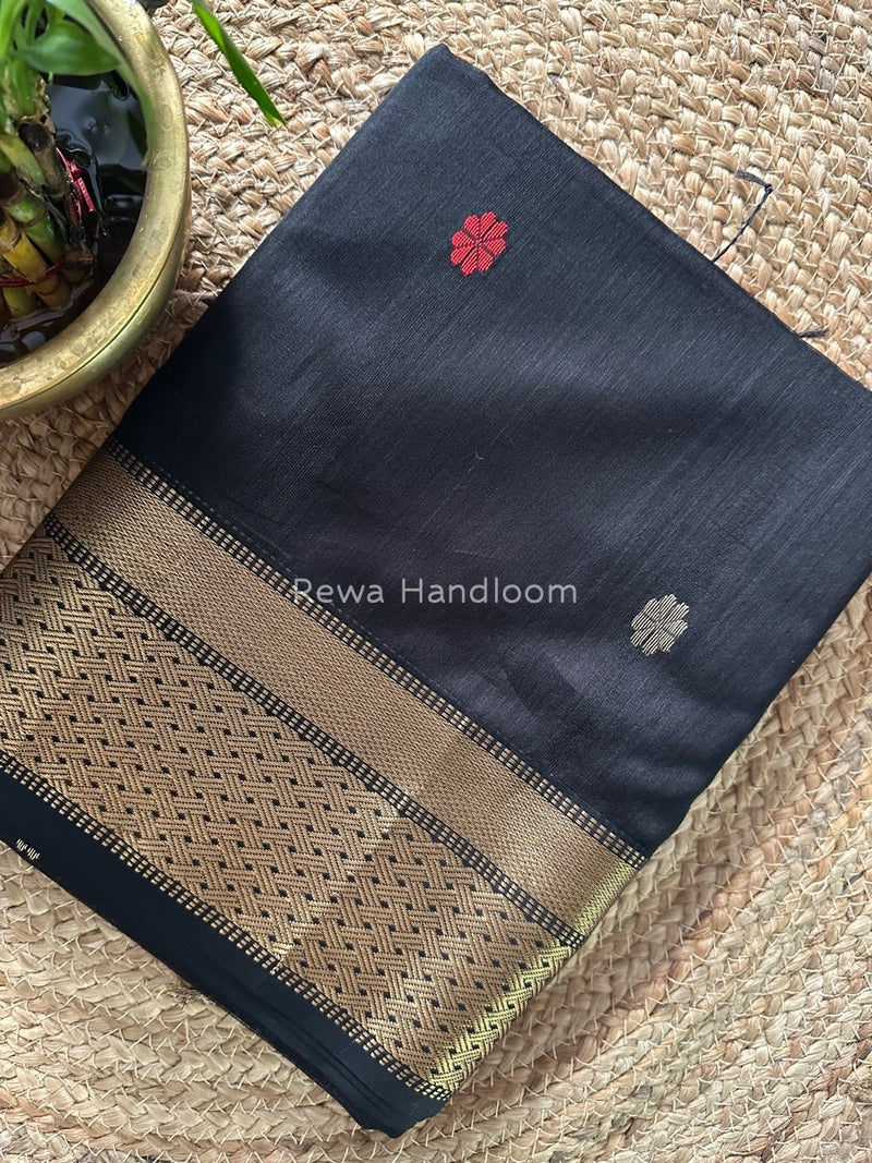 Black Zari Butti Maheshwari Saree JBS037