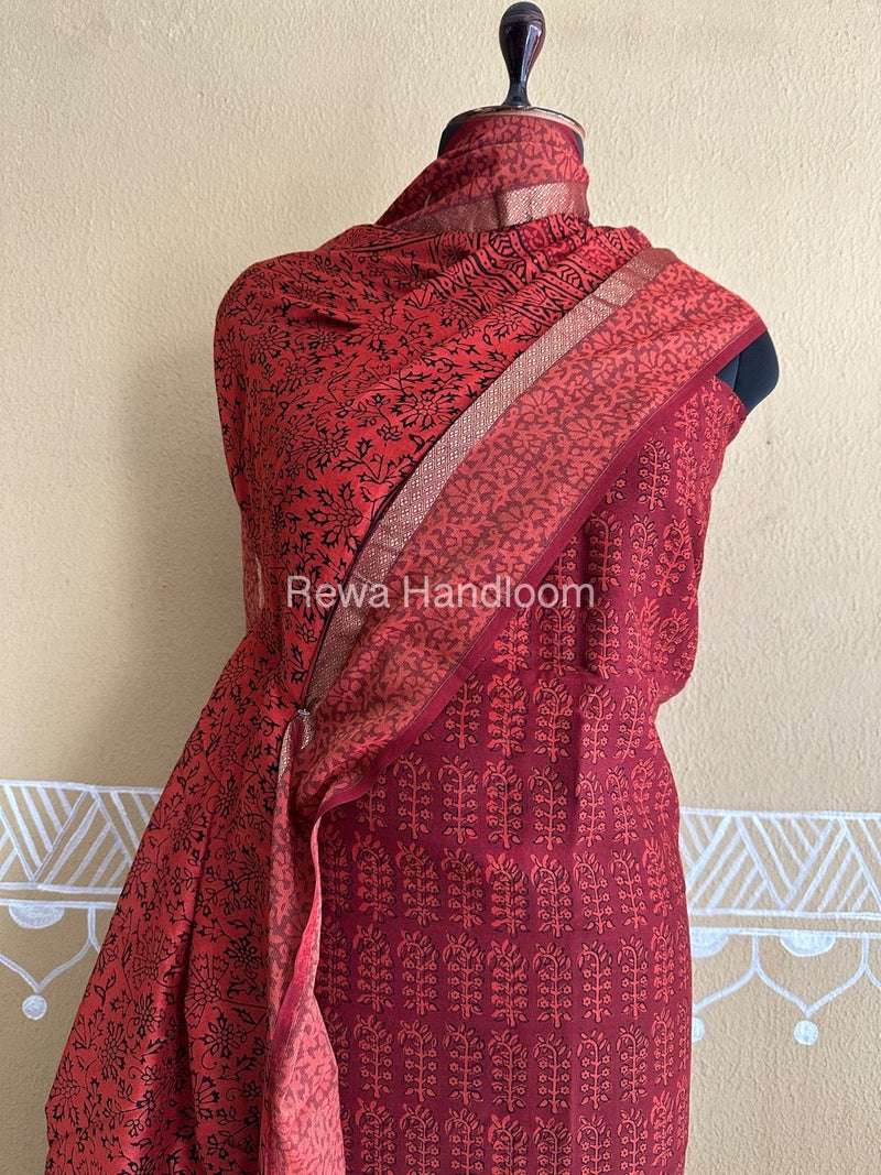 Maheshwari Maroon Bagh Print Suit BSP0165