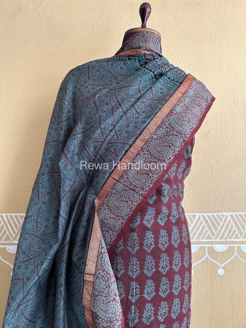 Maheshwari Maroon Bagh Print Suit BSP0176