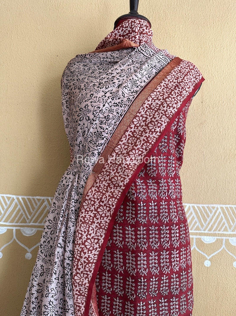 Maheshwari Maroon Bagh Print Suit BSP0186