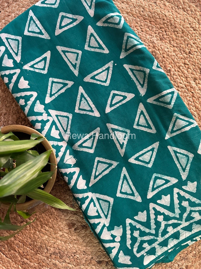 Sea Green Cotton Printed Saree CS037