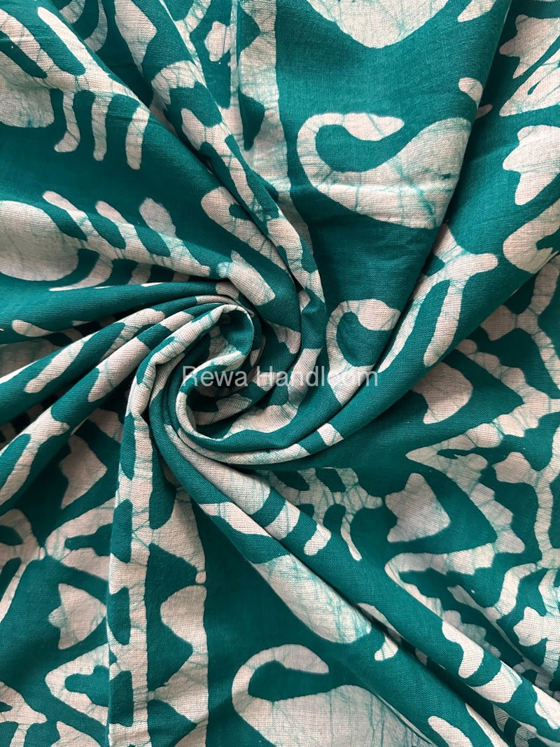 Sea Green Cotton Printed Saree CS037