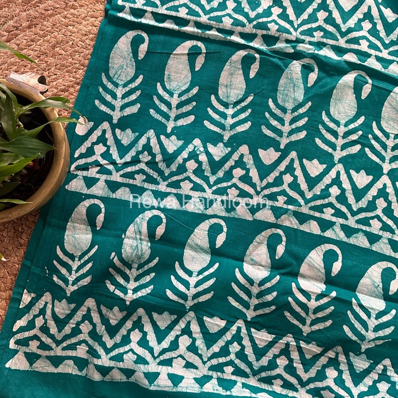 Sea Green Cotton Printed Saree CS037