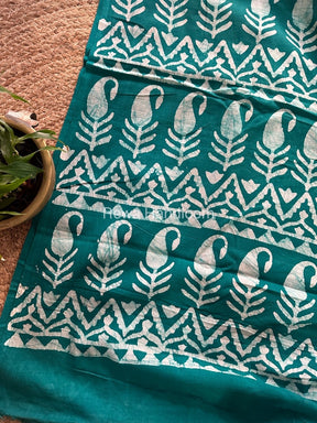 Sea Green Cotton Printed Saree CS037