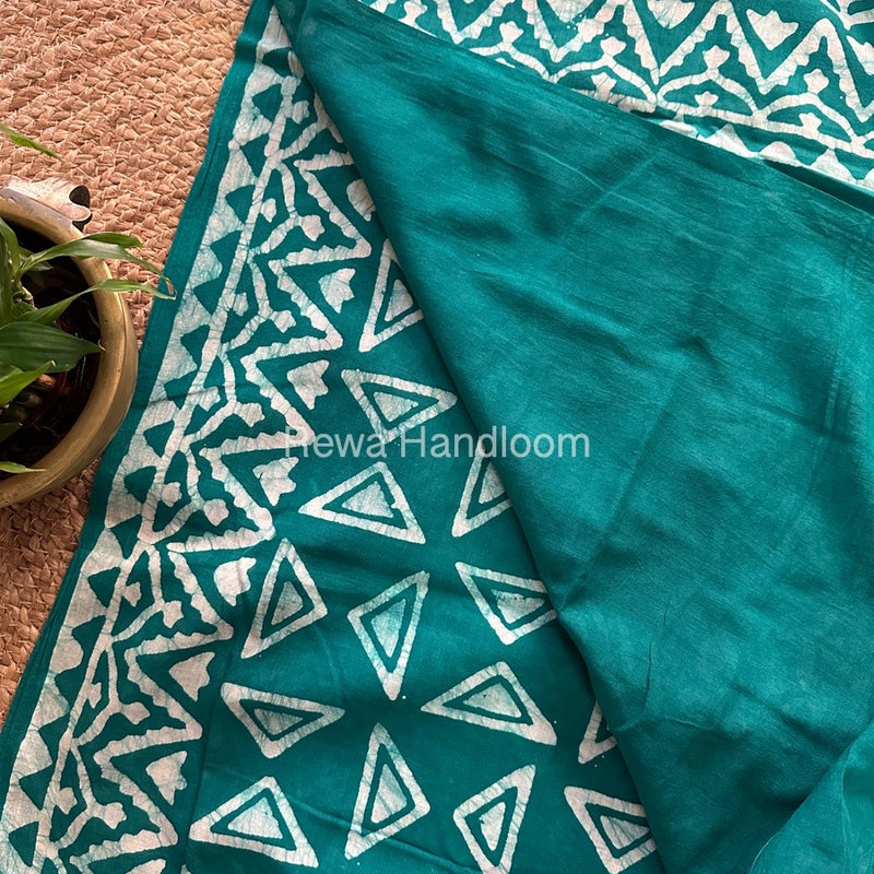 Sea Green Cotton Printed Saree CS037