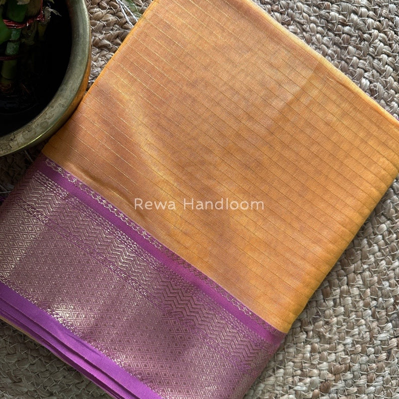 Maheshwari Light Oreng Zari Linning Saree GL032