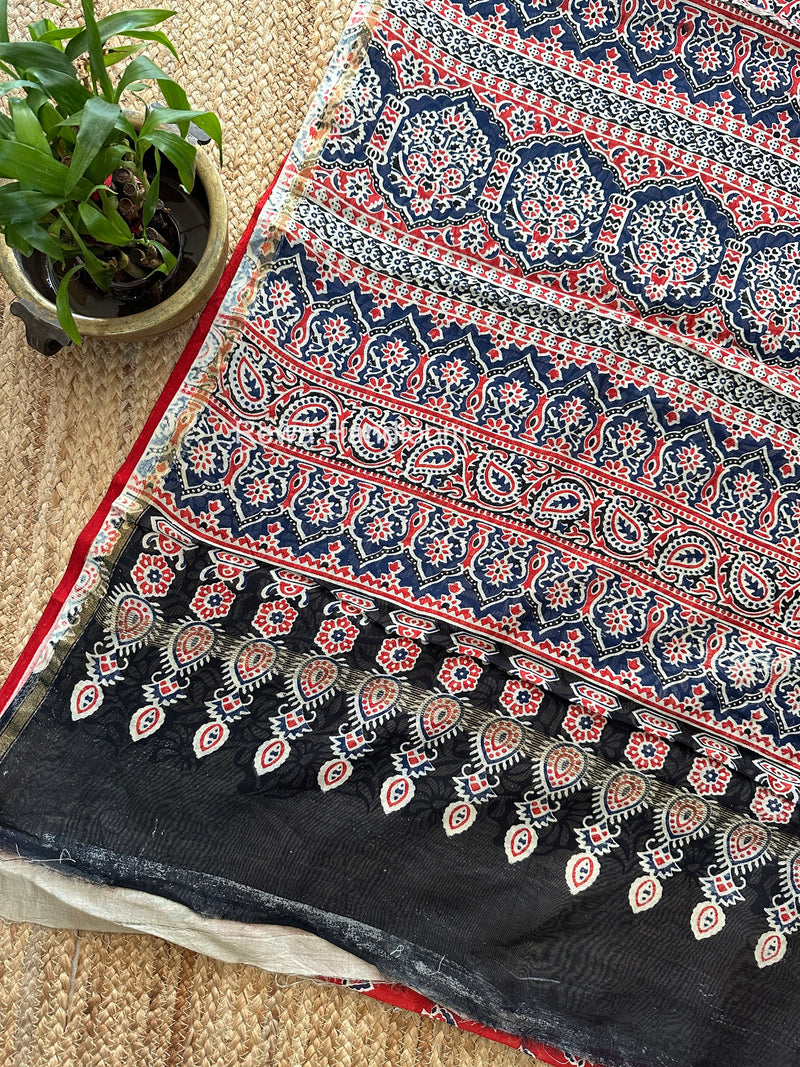 Red Chanderi Silk Printed Saree CPS066
