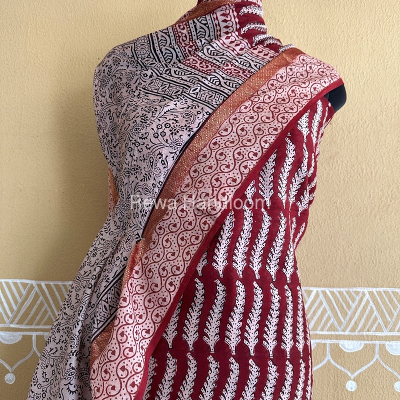 Maheshwari Maroon Bagh Print Suit BSP0183