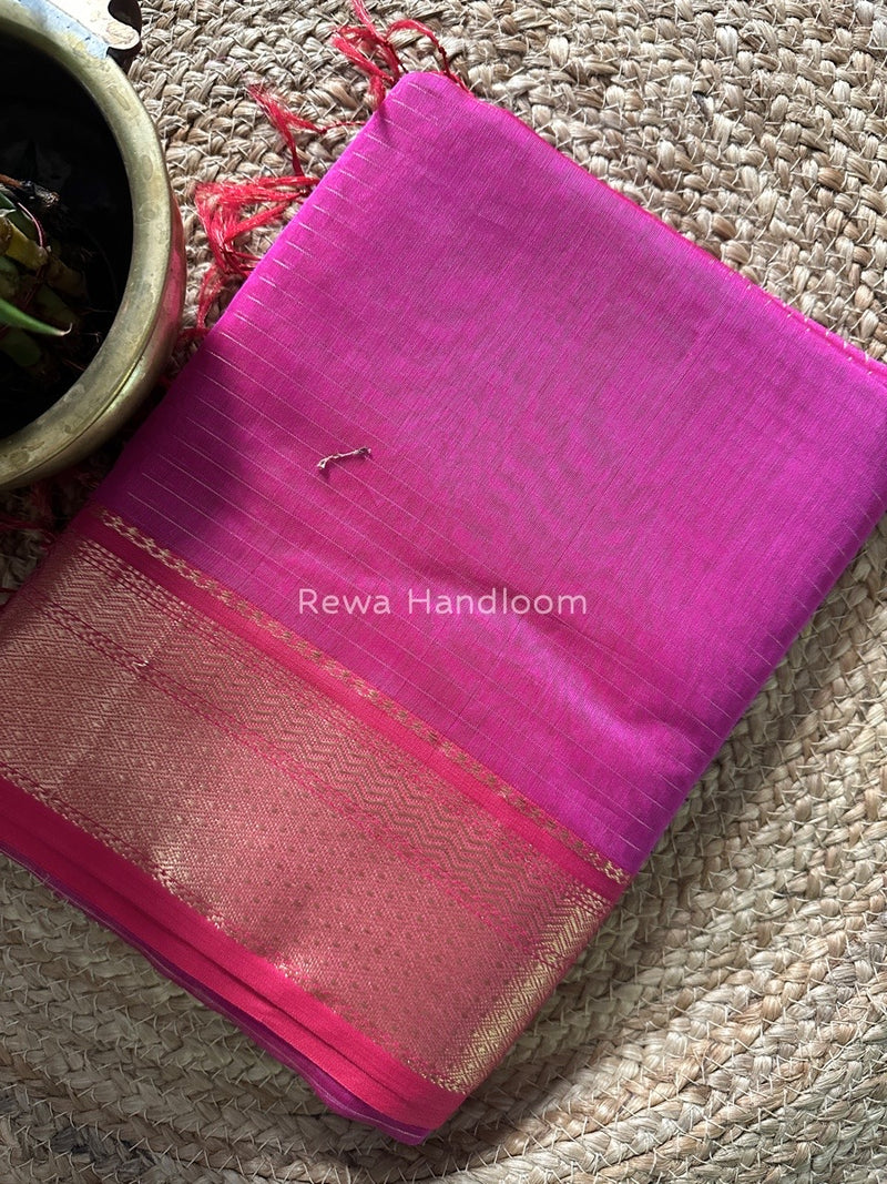 Maheshwari Fuchsia Zari Linning Saree GL034
