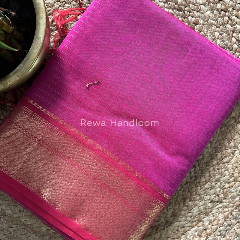 Maheshwari Fuchsia Zari Linning Saree GL034