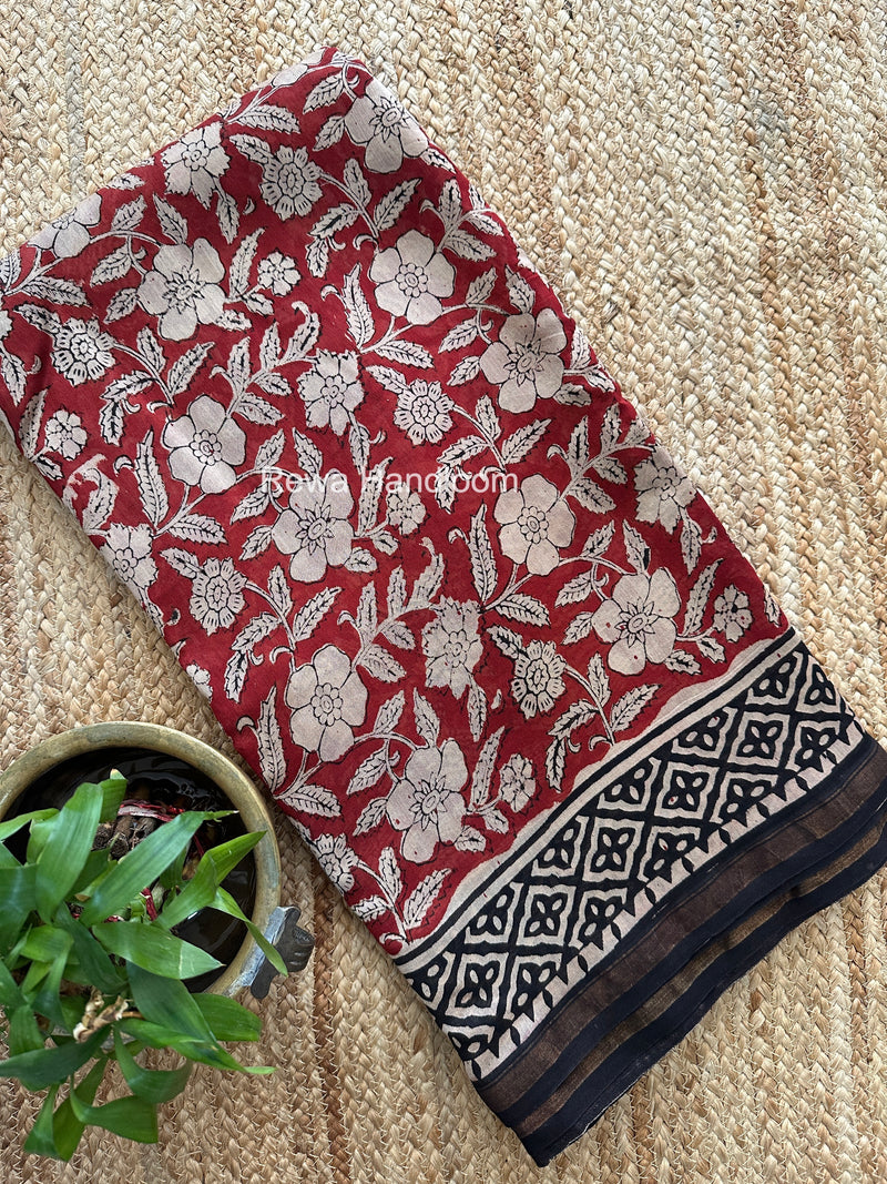 Red Chanderi Silk Printed Saree CPS057