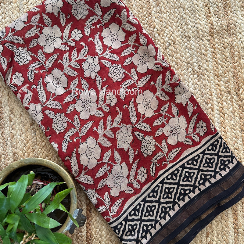 Red Chanderi Silk Printed Saree CPS057