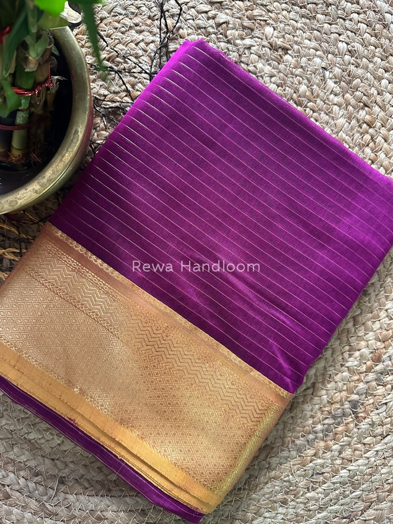 Maheshwari Dark Magenta Zari Linning Saree GL035