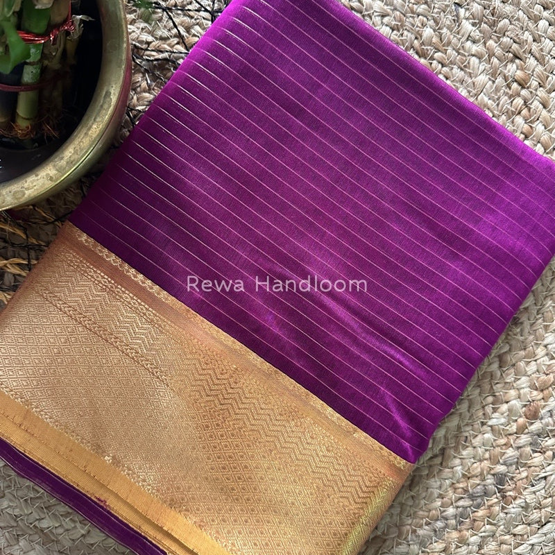 Maheshwari Dark Magenta Zari Linning Saree GL035