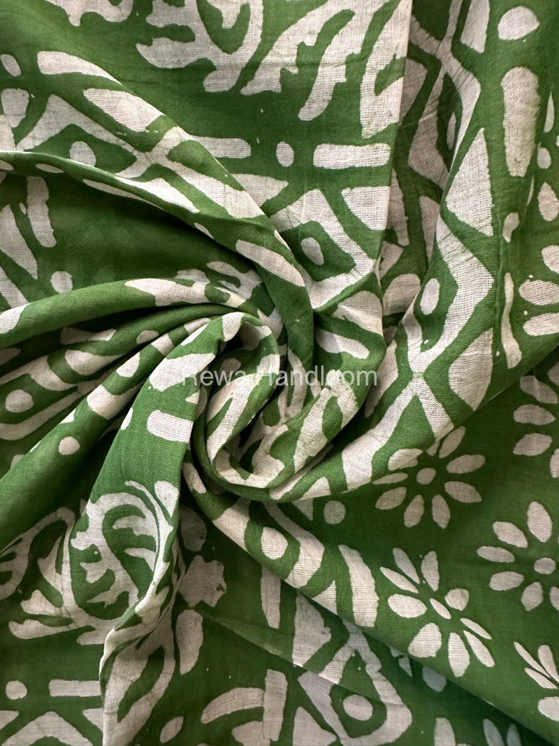 Green Cotton Printed Saree CS020