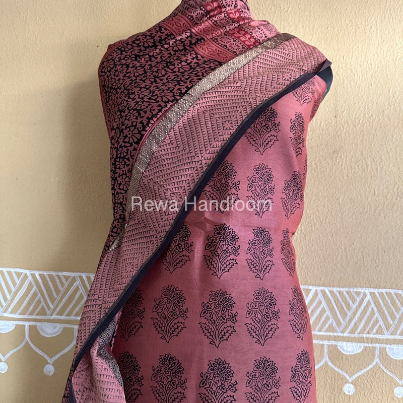 Maheshwari Dark Onion Pink Bagh Print Suit BSP0173