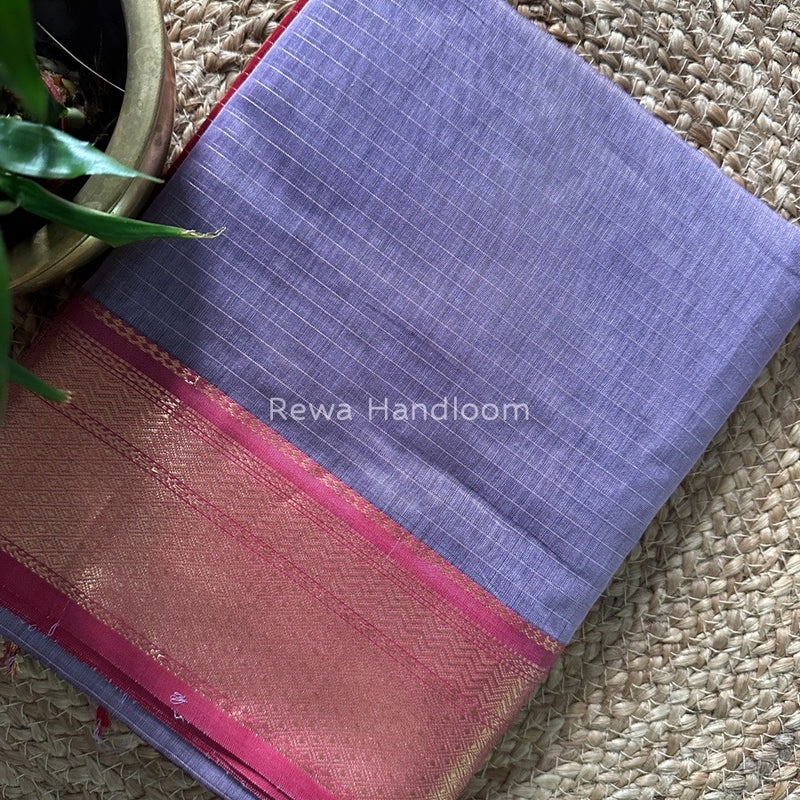 Maheshwari Lavender Zari Linning Saree GL037