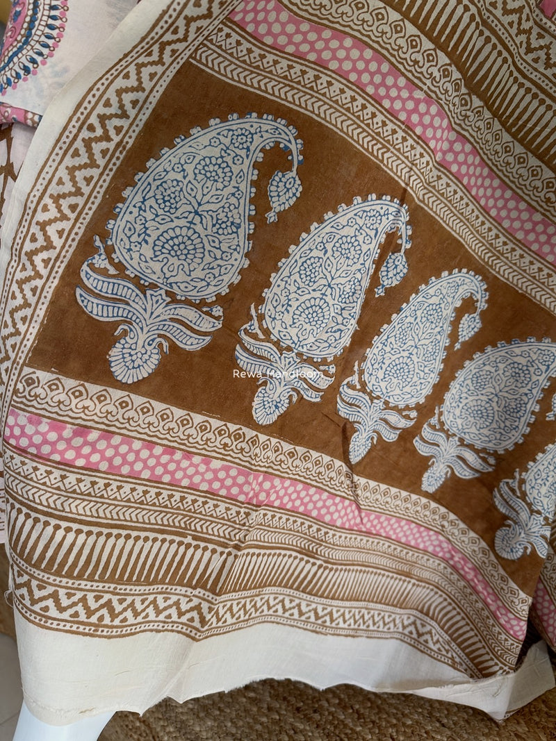 White-Brown Indigo Bagh Print Suit BCI031