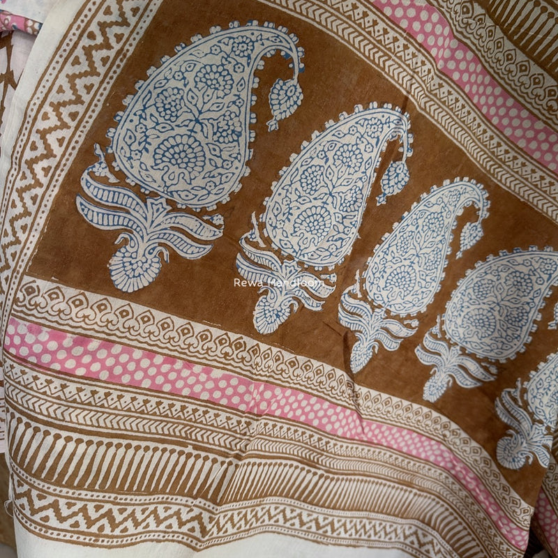 White-Brown Indigo Bagh Print Suit BCI031