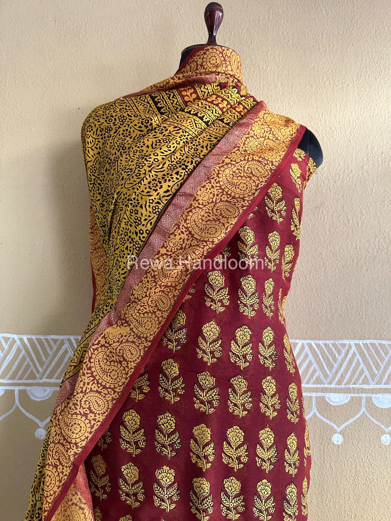 Maheshwari Maroon Bagh Print Suit BSP0174
