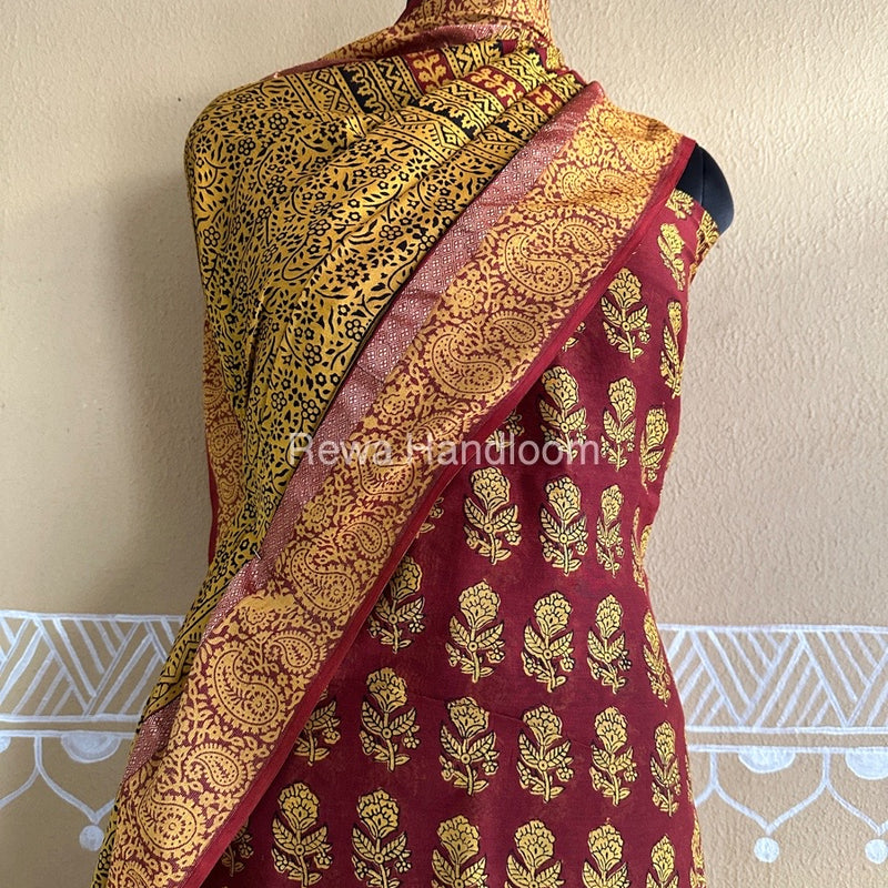 Maheshwari Maroon Bagh Print Suit BSP0174