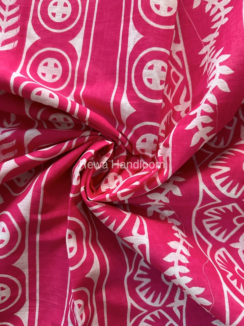 Rani Pink Cotton Printed Saree CS022