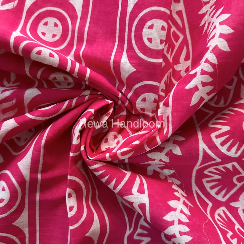 Rani Pink Cotton Printed Saree CS022