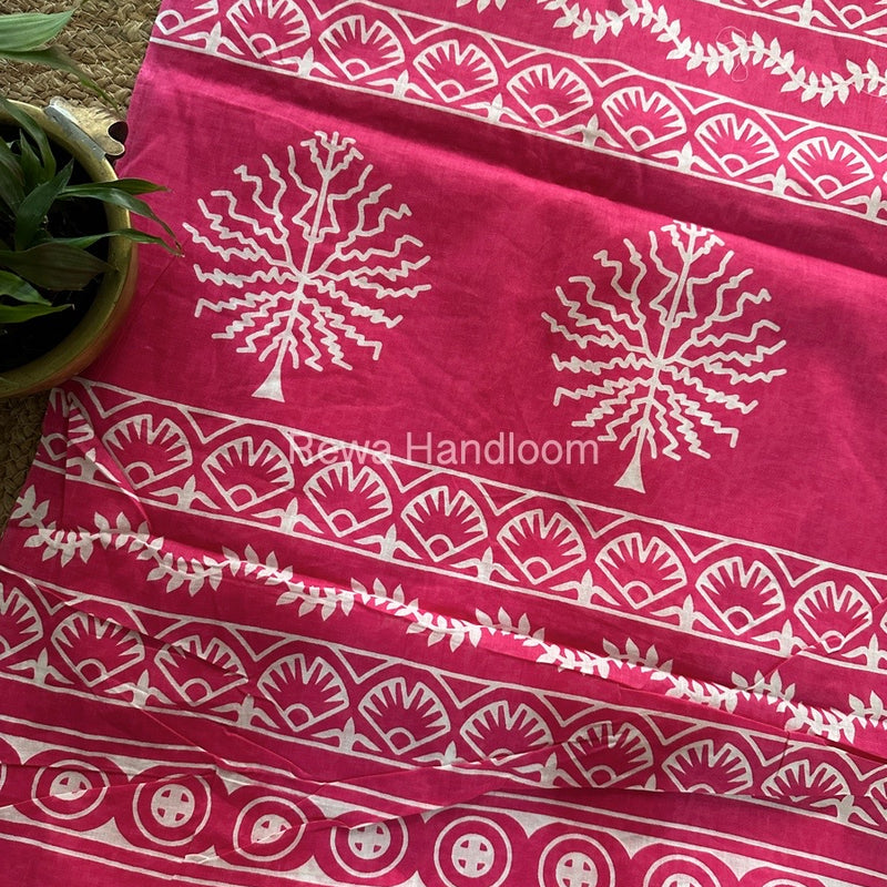 Rani Pink Cotton Printed Saree CS022