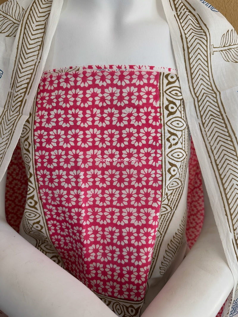 White-Pink Indigo Bagh Print Suit BCI032