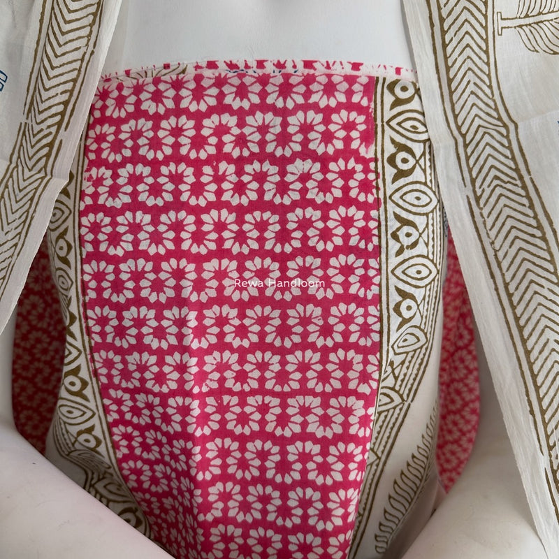 White-Pink Indigo Bagh Print Suit BCI032