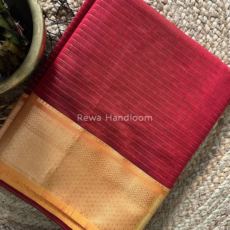 Maheshwari Maroon Zari Linning Saree GL039