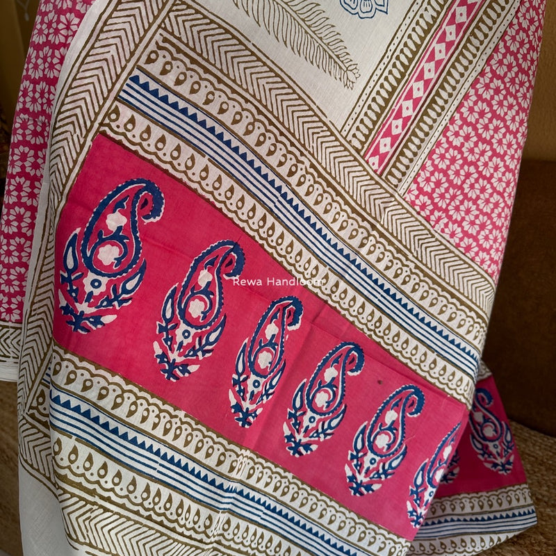 White-Pink Indigo Bagh Print Suit BCI032