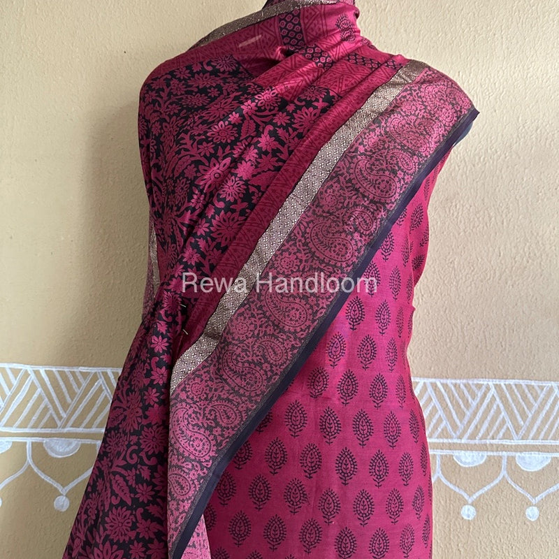 Maheshwari Dark Pink Bagh Print Suit BSP0178
