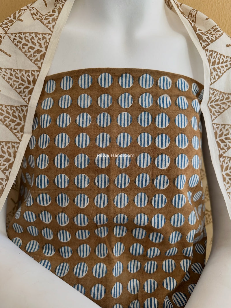 Brown-White Indigo Bagh Print Suit BCI033