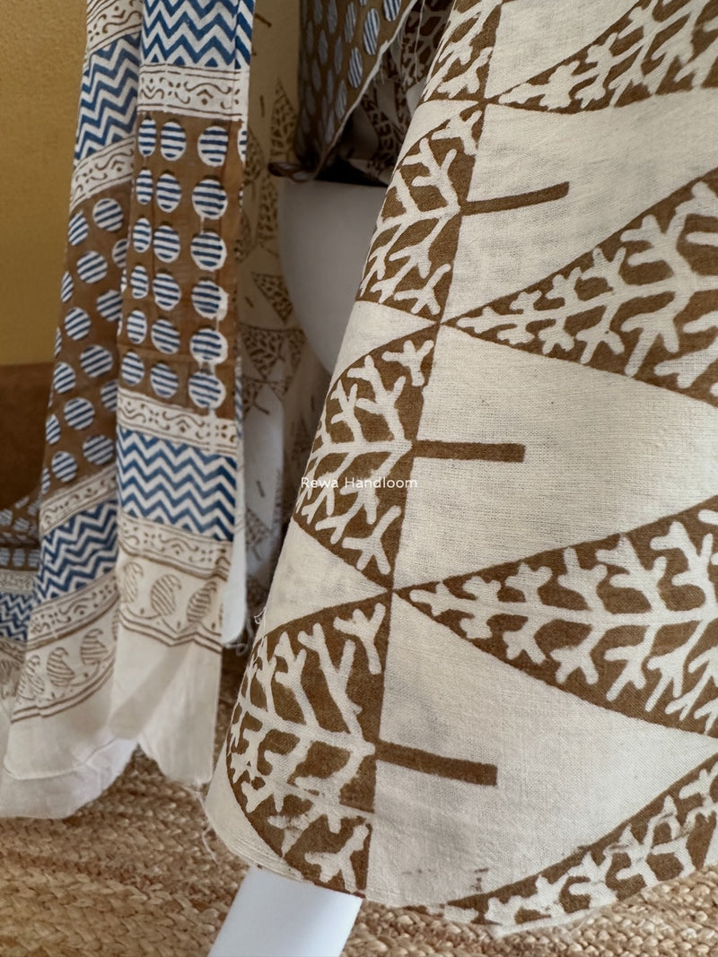Brown-White Indigo Bagh Print Suit BCI033