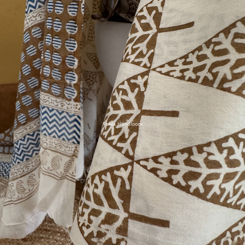 Brown-White Indigo Bagh Print Suit BCI033