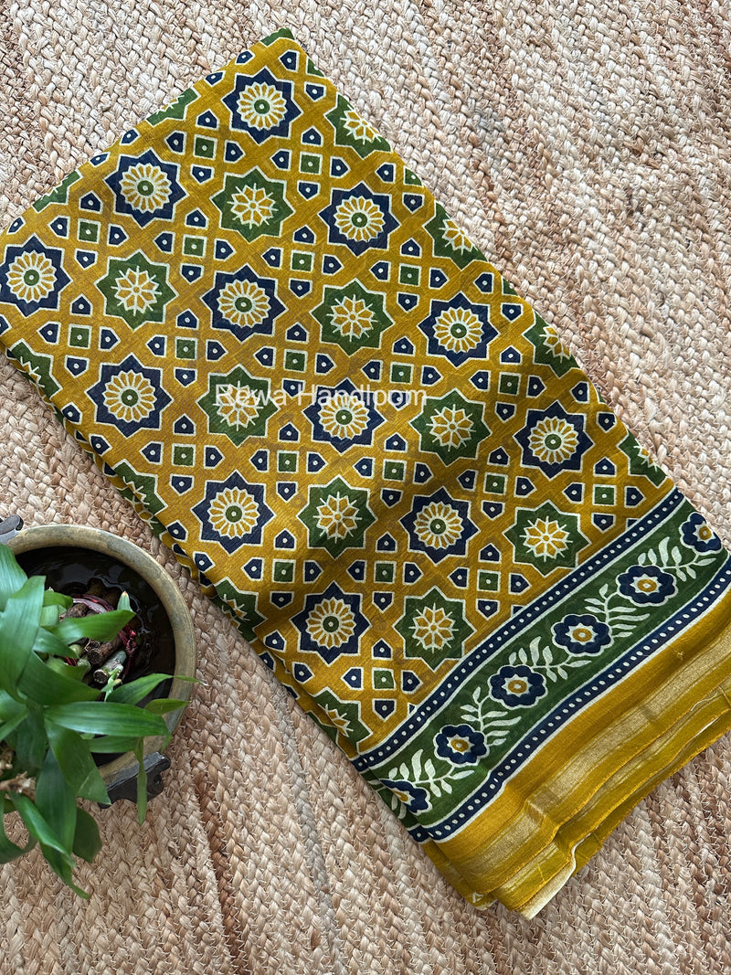 Turmeric Yellow Chanderi Silk Printed Saree CPS042