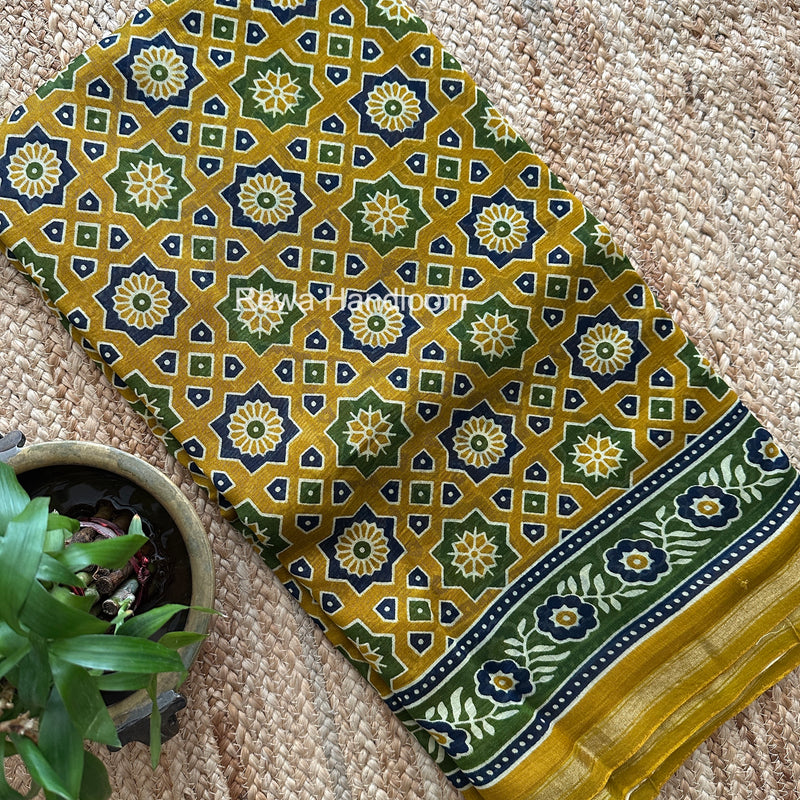Turmeric Yellow Chanderi Silk Printed Saree CPS042