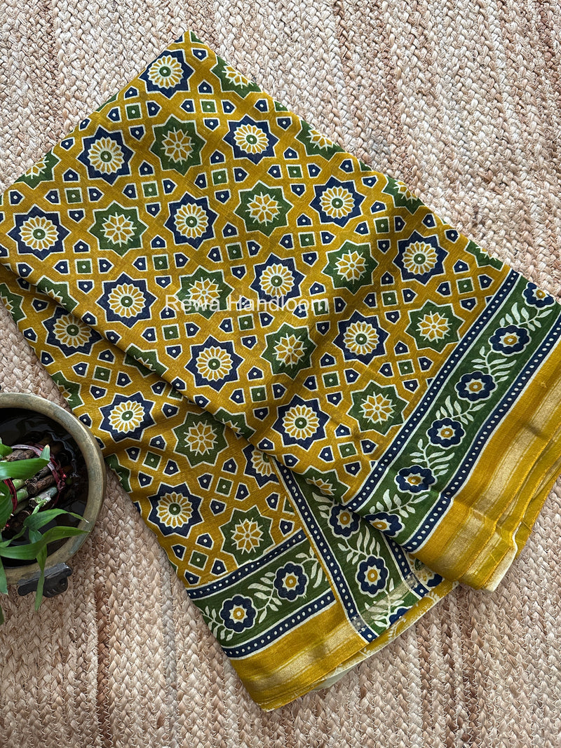 Turmeric Yellow Chanderi Silk Printed Saree CPS042