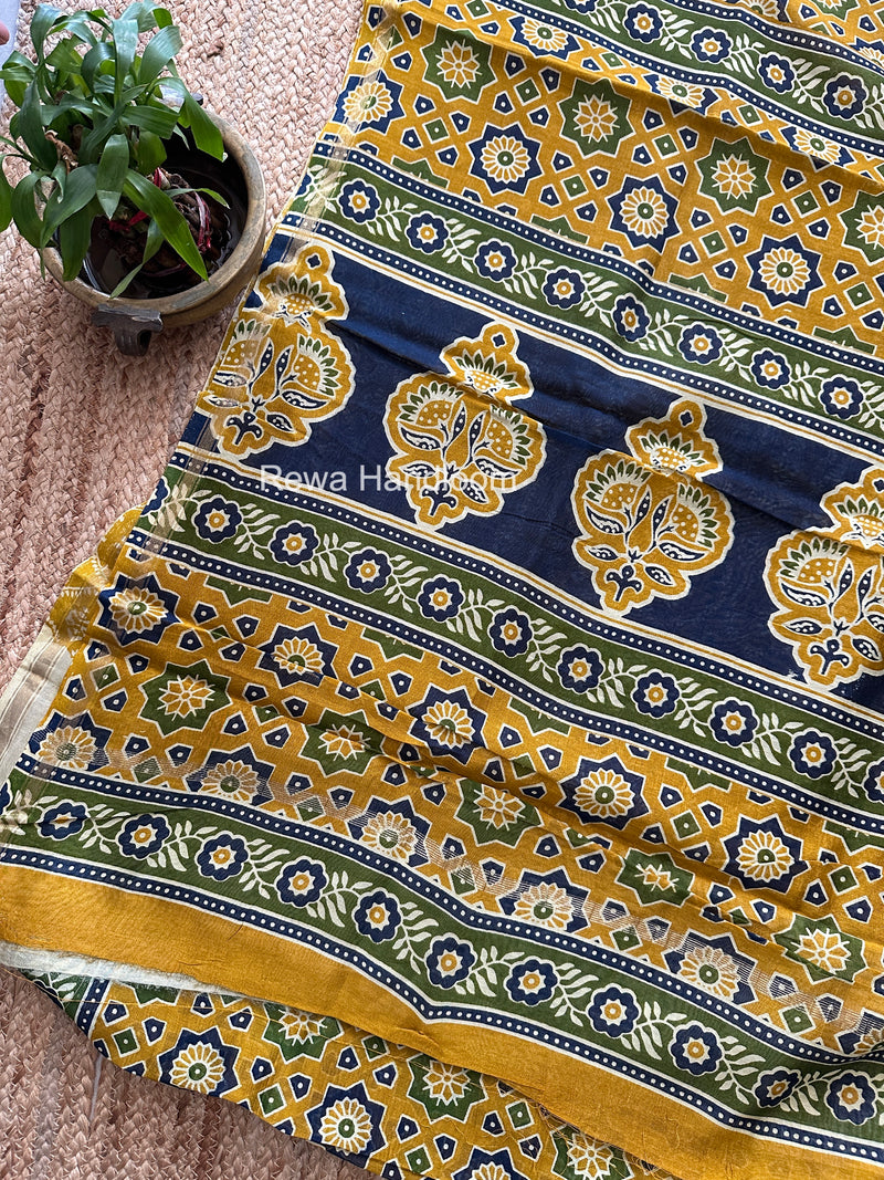Turmeric Yellow Chanderi Silk Printed Saree CPS042
