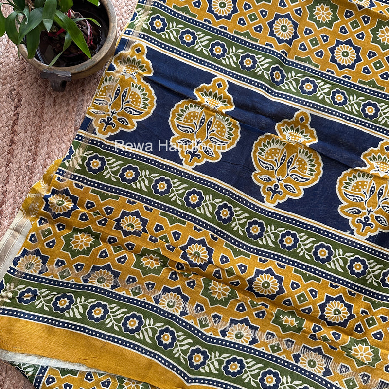 Turmeric Yellow Chanderi Silk Printed Saree CPS042