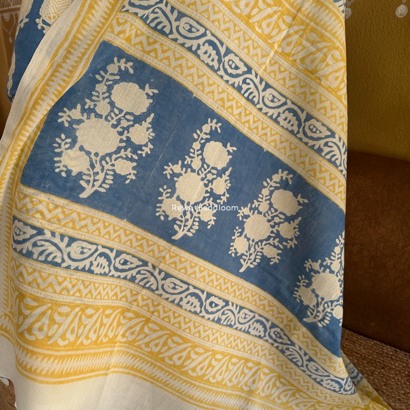 Blue-Yellow Indigo Bagh Print Suit BCI034