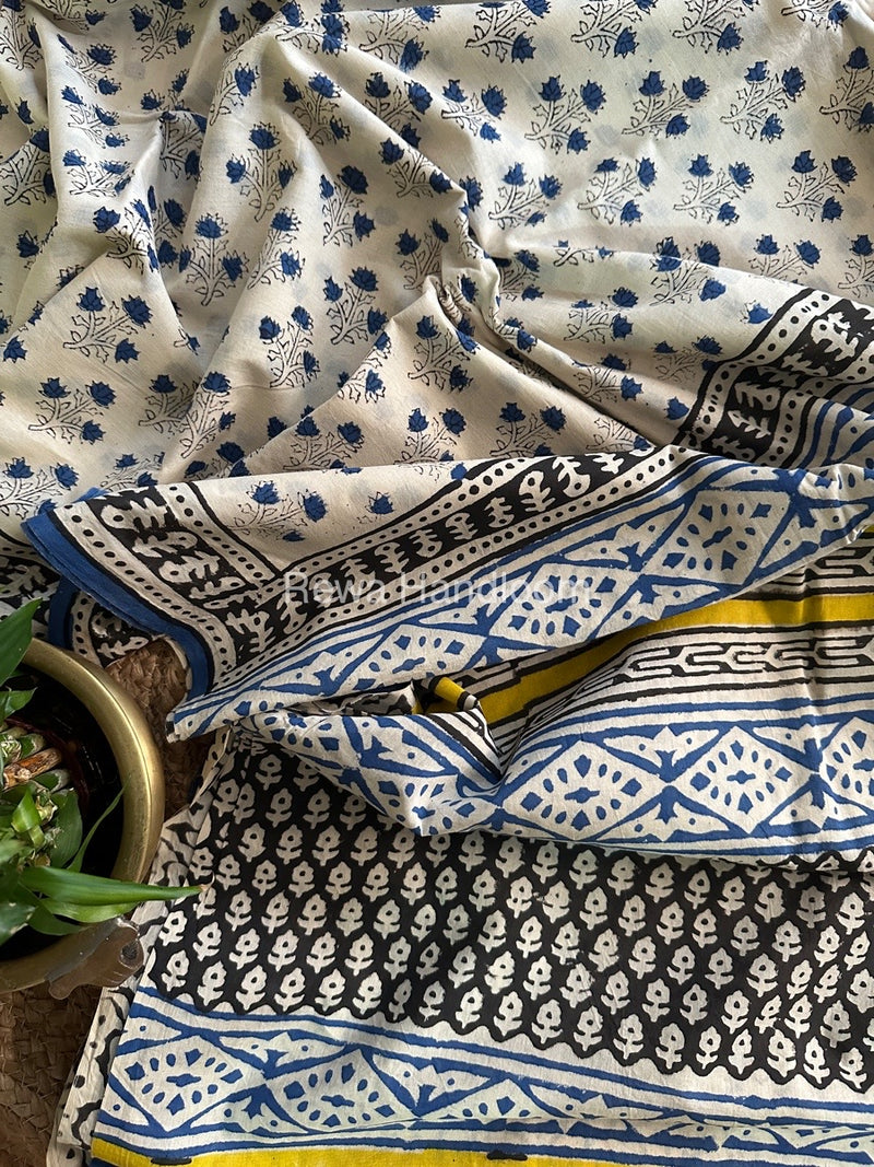 Cream Cotton Printed Saree CS014