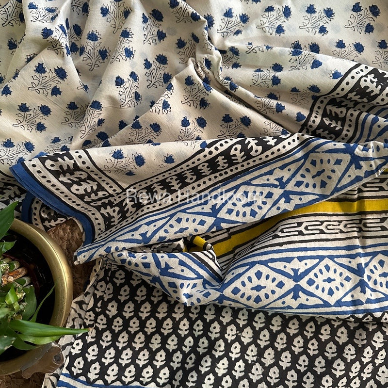 Cream Cotton Printed Saree CS014