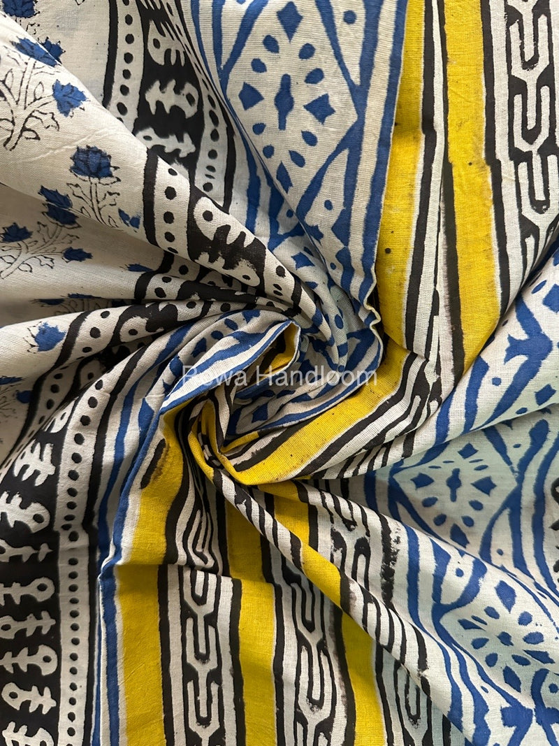 Cream Cotton Printed Saree CS014