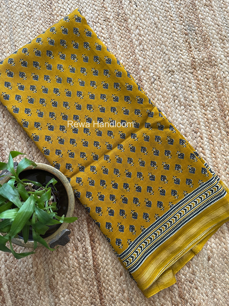 Turmeric Yellow Chanderi Silk Printed Saree CPS040